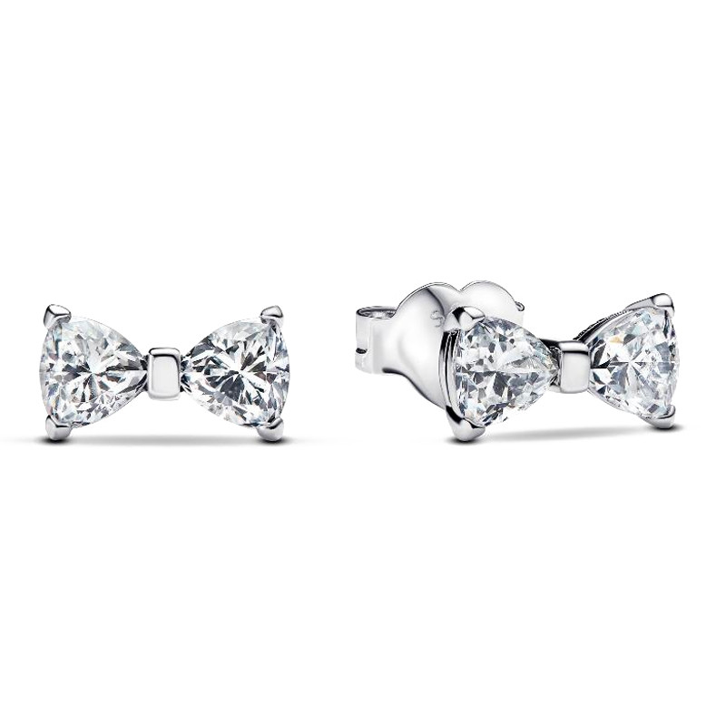 Pandora Silver Earrings Small Shiny Bow Earrings 293542C01