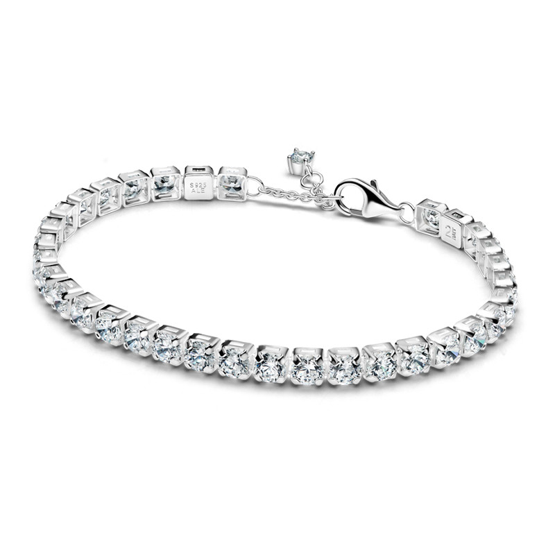 Pandora Silver Bracelets Wide Shiny Tennis Bracelet 593539C01