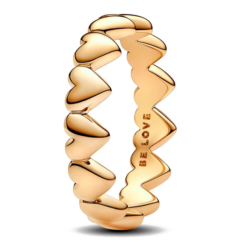 Pandora Gold Rings Row Of Hearts Ring 163427C00