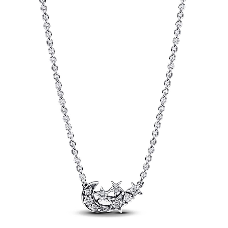 Pandora Silver Necklaces Shiny Moon And Star Necklace 392991C01