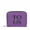 Tous Balloon Purple Leather Purse with Zipper Closure