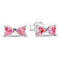 Pink Shiny Bow Button Earrings 293505C01