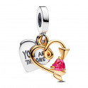 Engravable Double Heart and Arrow Pendant Charm 763622C01