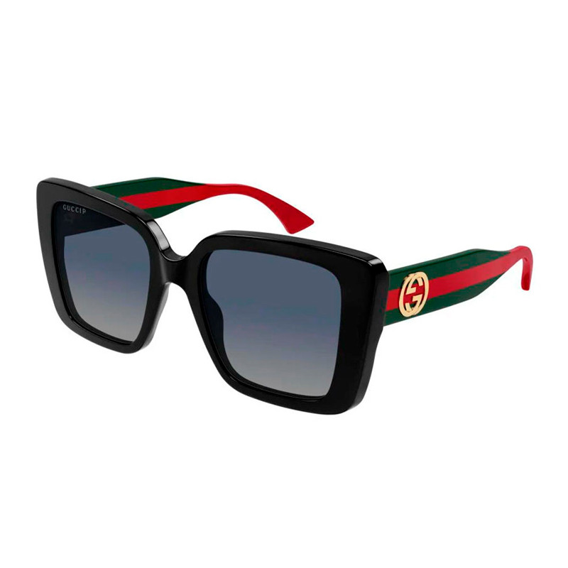 Gucci Womens GG1861S Square Frame Sunglasses - Black/Green - Image 3