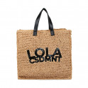 BOLSO EFECTO RAFIA CON LOGO BRILLANTE