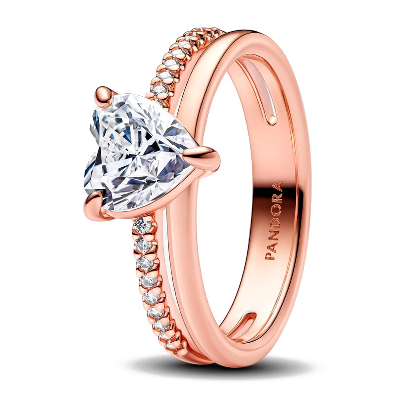 Pandora Anillo Corazón Doble Banda 183100C01