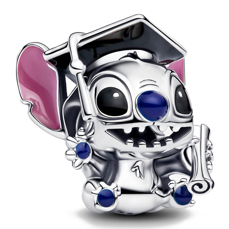 Pandora Silver/Black Charms Disney Stitch Graduation Charm 793789C01