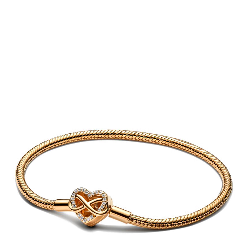 Pandora Pulsera de cadena de serpiente con cierre de corazón infinito brillante 563758C01