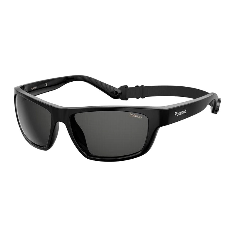 Polaroid Men's Sport Wrap Black Grey Polarized Sunglasses