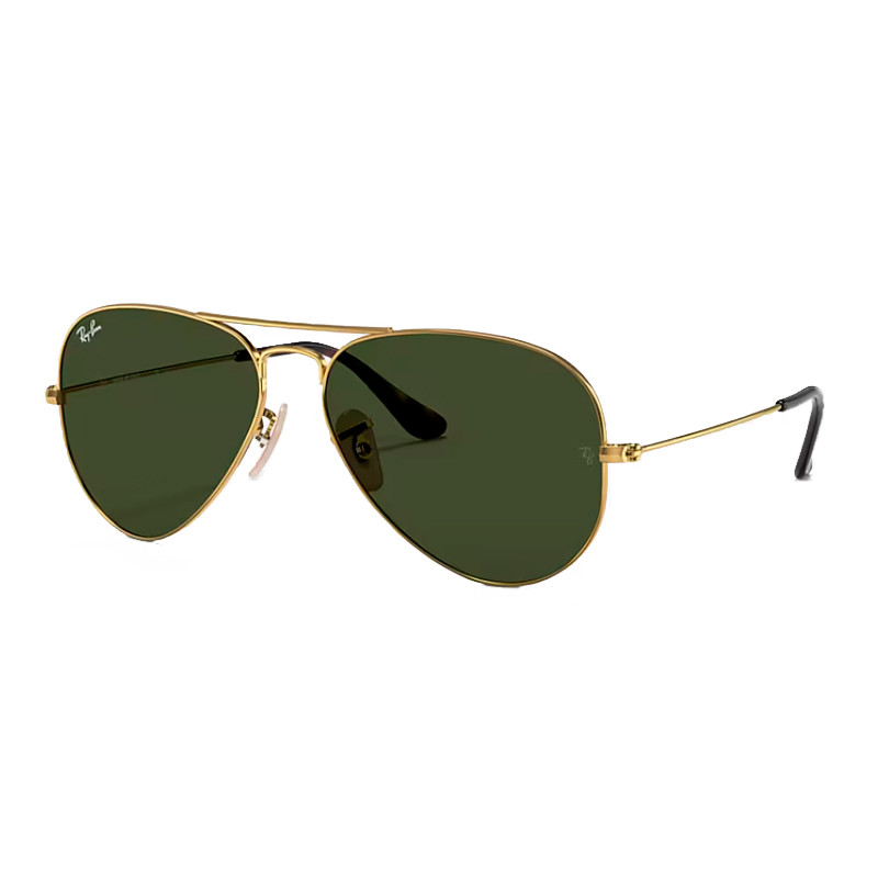 Ray-Ban Unisex Sunglass Aviator Havana Collection -  Frame color: Arista Gold, Lens color: G-15 Green