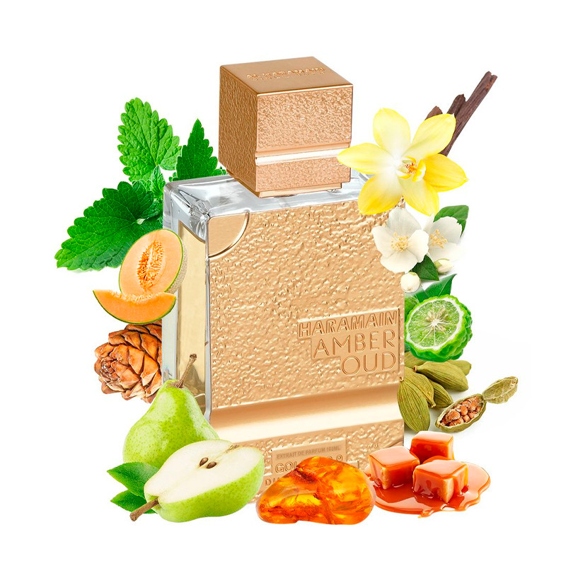 Al Haramain Amber Oud Gold 999.9 Edición Dubái 100ml | Extrait de Spray para Mujeres y Hombres | Lujosa fragancia árabe con pera, jazmín y ámbar | Perfume unisex de larga duración